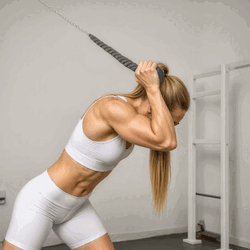 Leaning Cable Rope Overhead Triceps Extension